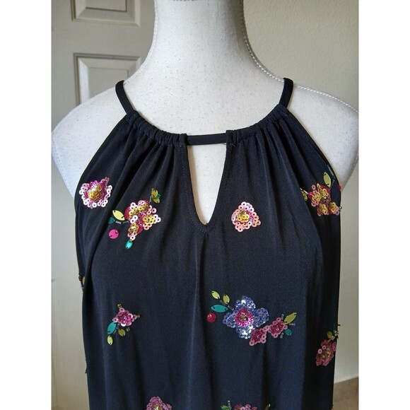 INC International Concepts Women's Embellished Bubble Hem Halter Top Black PXL - Picture 6 of 16